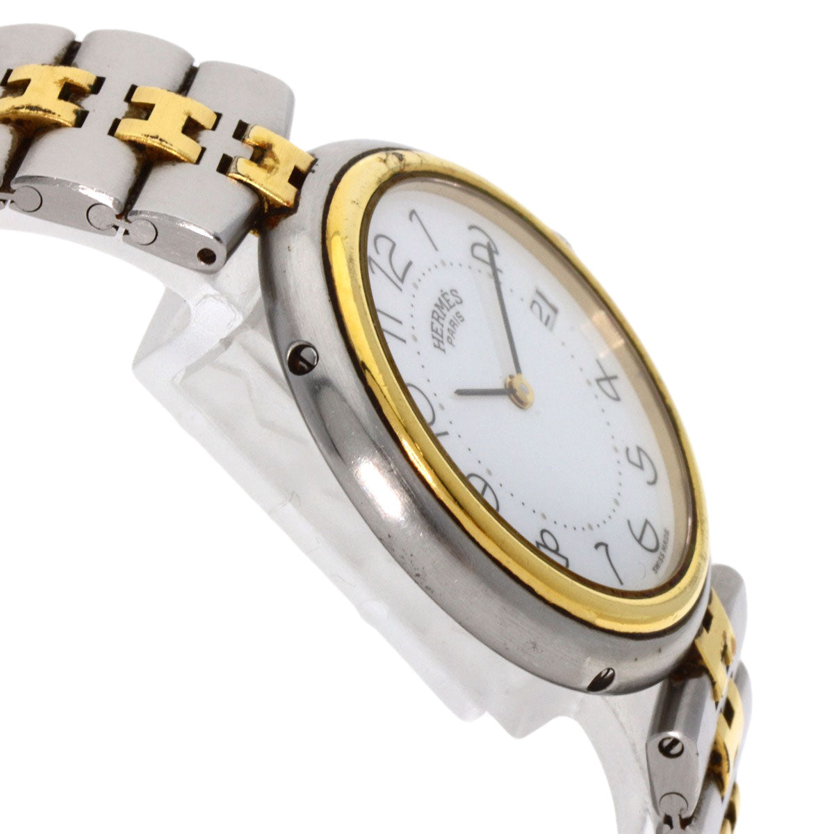 HERMES Watches Quartz Stainless Steel , SSxGP gold profile white dial mens  d