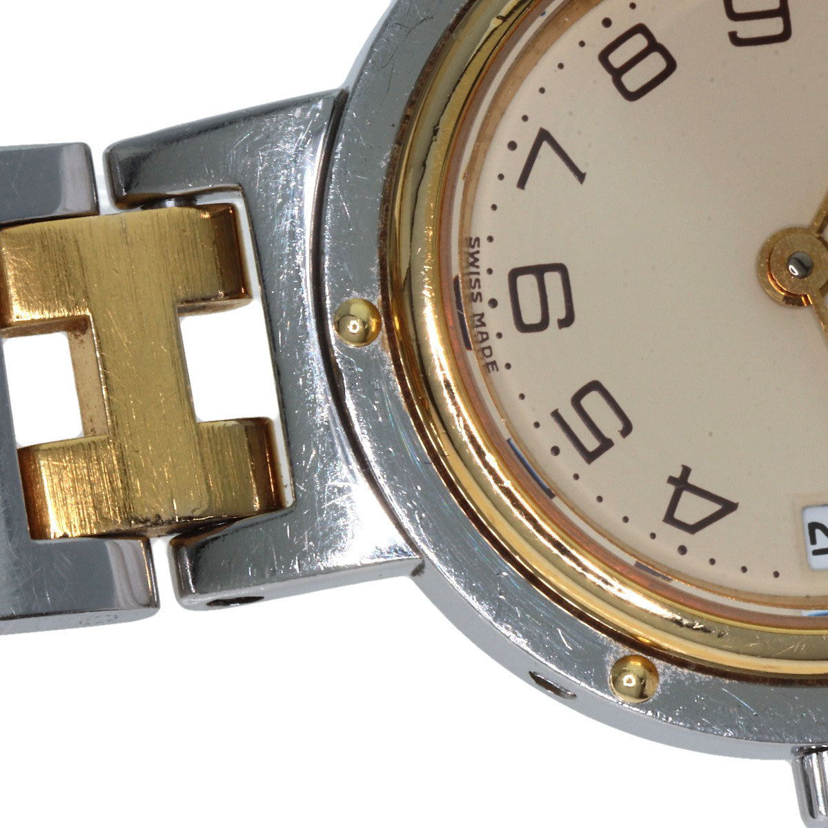 HERMES Watches Quartz Stainless Steel , SSxGP gold Clipper Old Belt Ivory dial Women  d