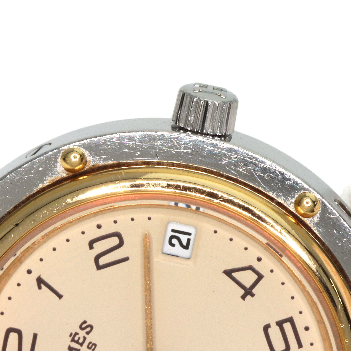 HERMES Watches Quartz Stainless Steel , SSxGP gold Clipper Old Belt Ivory dial Women  d