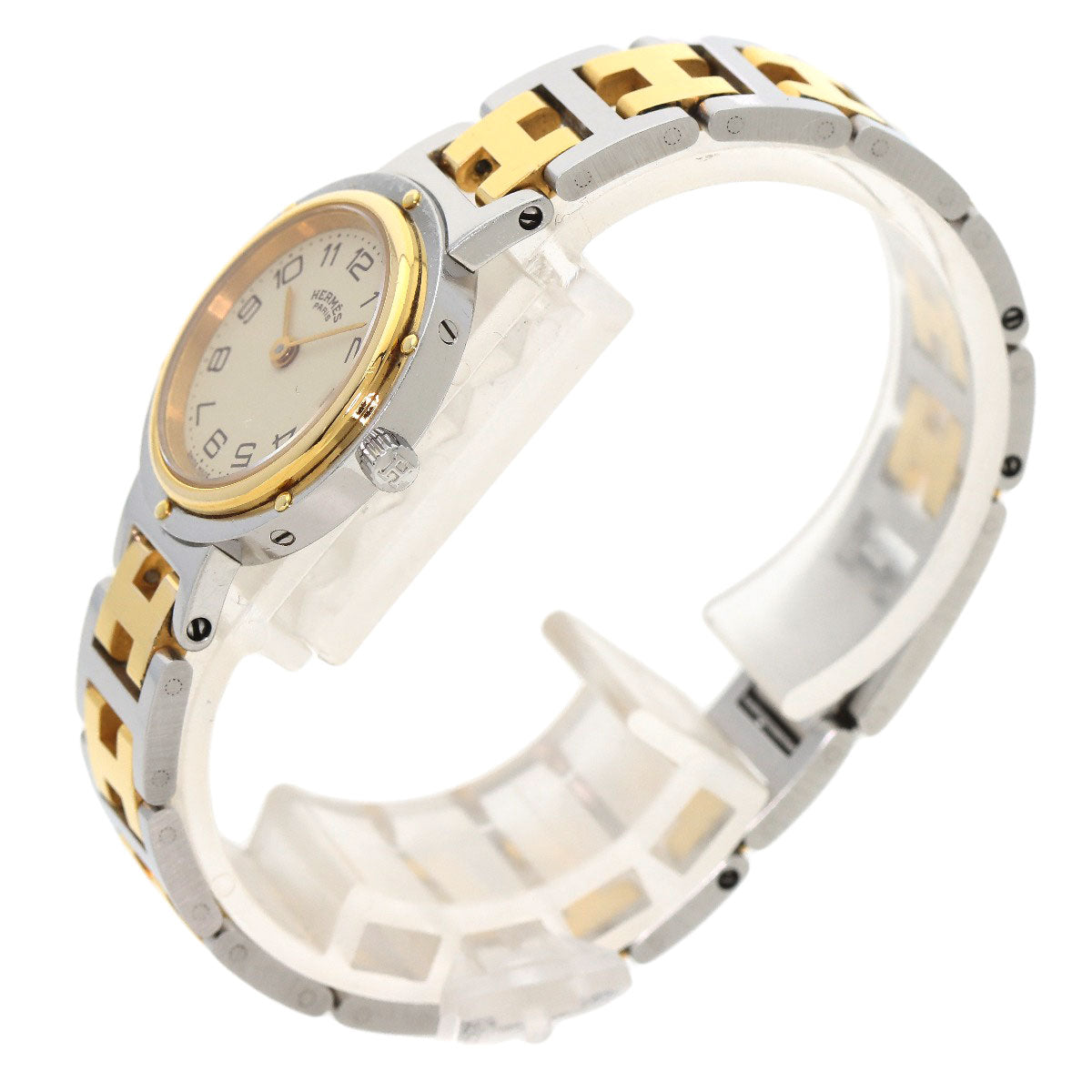 HERMES Watches Quartz Stainless Steel , SSxGP gold Clipper Old Belt Ivory dial Women  d