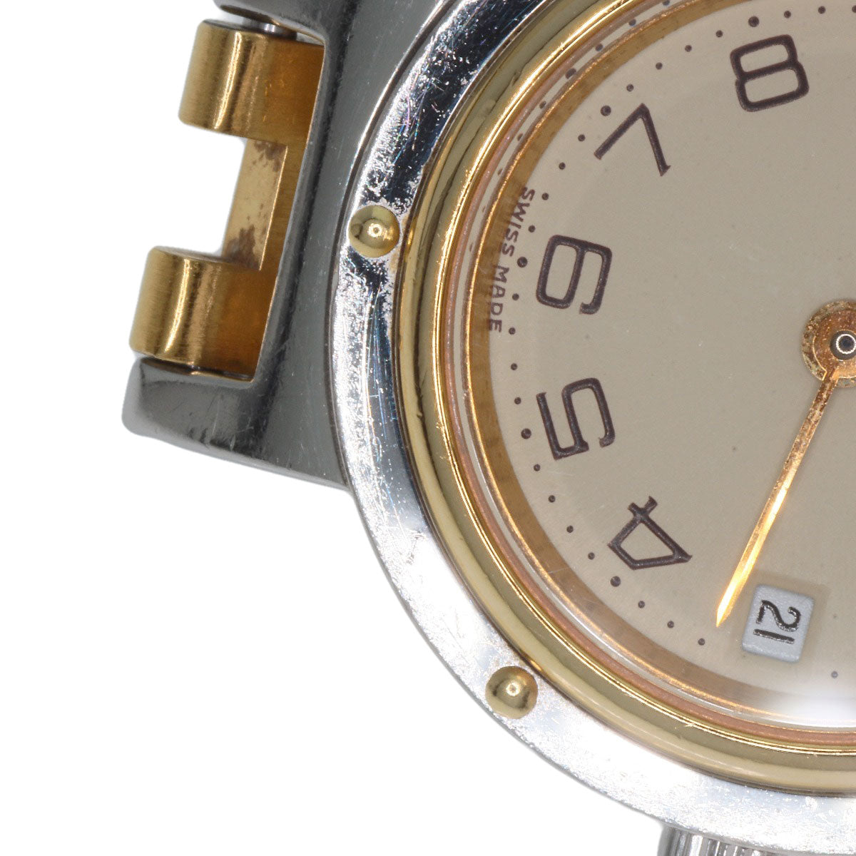 HERMES Watches Quartz Stainless Steel , SSxGP gold Clipper Old Belt Ivory dial Women  d