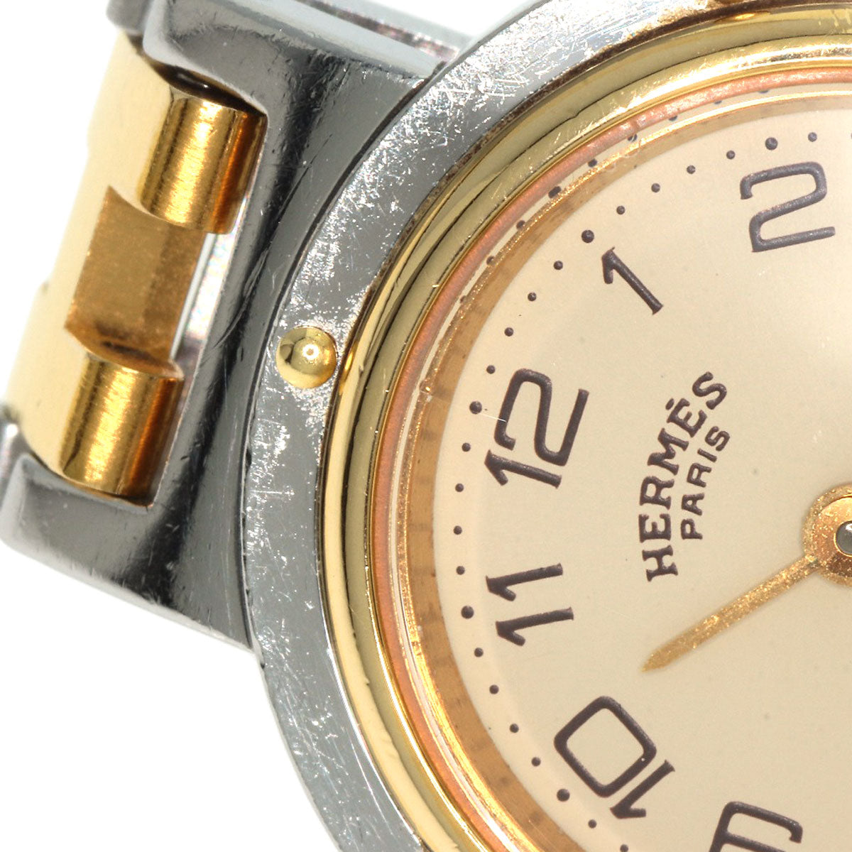 HERMES Watches Quartz Stainless Steel , SSxGP gold Clipper Old Belt Ivory dial Women  d