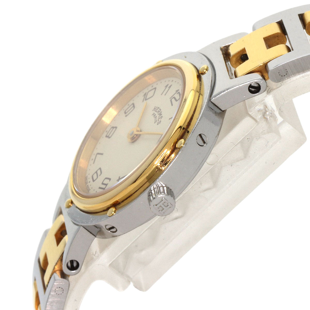 HERMES Watches Quartz Stainless Steel , SSxGP gold Clipper Old Belt Ivory dial Women  d