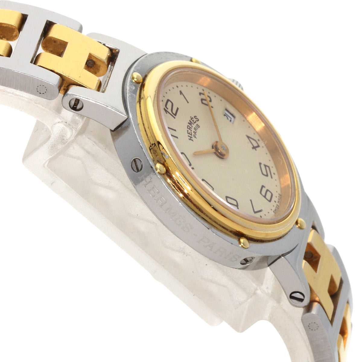 HERMES Watches Quartz Stainless Steel , SSxGP gold Clipper Old Belt Ivory dial Women  d