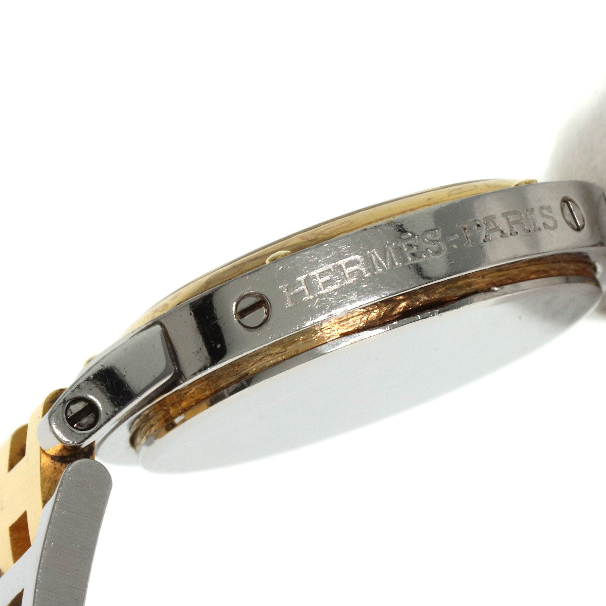 HERMES Watches Quartz Stainless Steel , SSxGP gold Clipper Old Belt Ivory dial Women  d