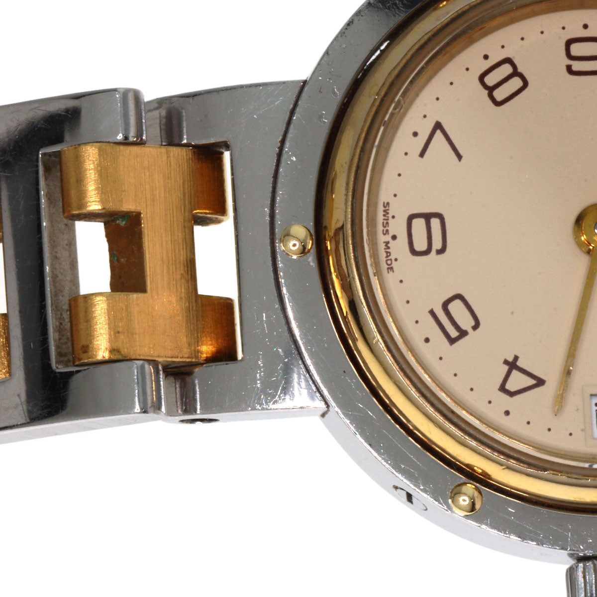 HERMES Watches Quartz Stainless Steel , SSxGP gold Clipper Old Belt Ivory dial Women  d