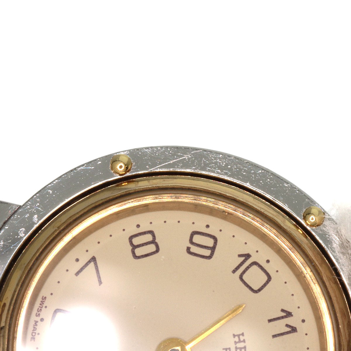 HERMES Watches Quartz Stainless Steel , SSxGP gold Clipper Old Belt Ivory dial Women  d