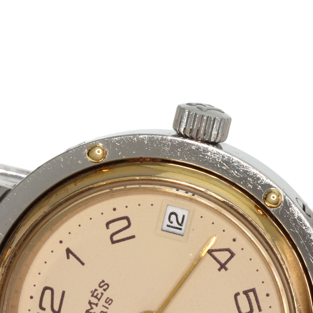 HERMES Watches Quartz Stainless Steel , SSxGP gold Clipper Old Belt Ivory dial Women  d