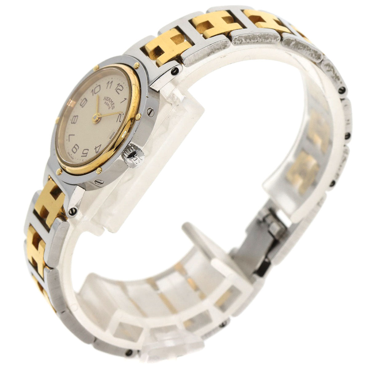 HERMES Watches Quartz Stainless Steel , SSxGP gold Clipper Old Belt Ivory dial Women  d