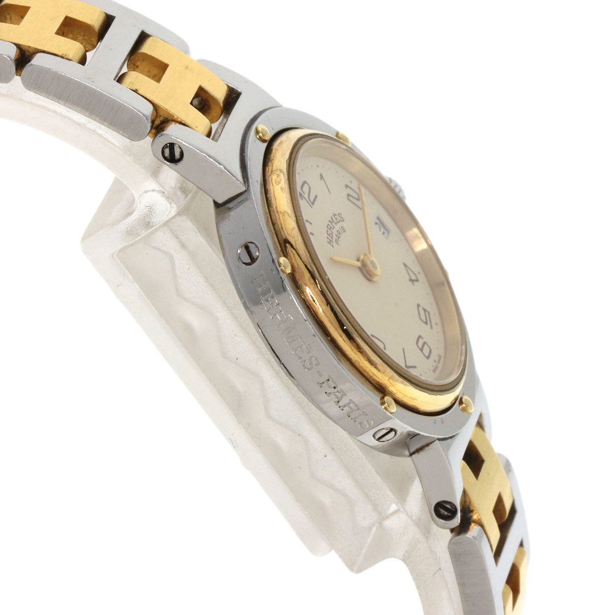 HERMES Watches Quartz Stainless Steel , SSxGP gold Clipper Old Belt Ivory dial Women  d