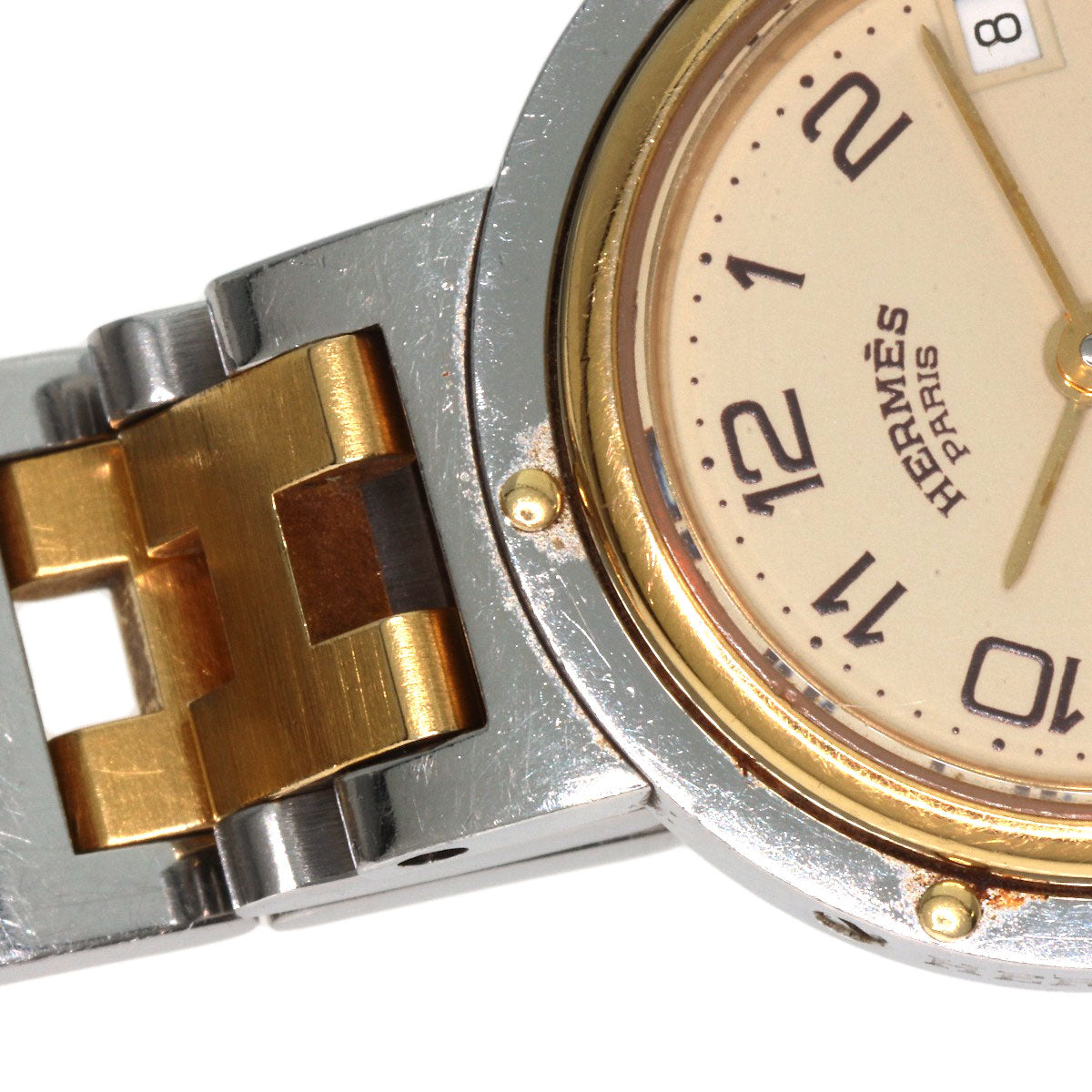 HERMES Watches Quartz Stainless Steel , SSxGP gold Clipper Ivory dial Women  d