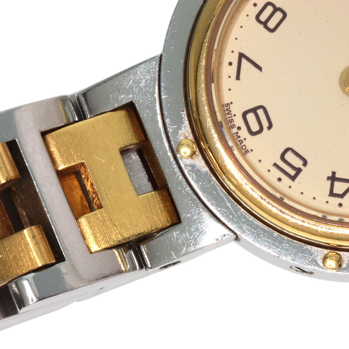 HERMES Watches Quartz Stainless Steel , SSxGP gold Clipper Ivory dial Women  d