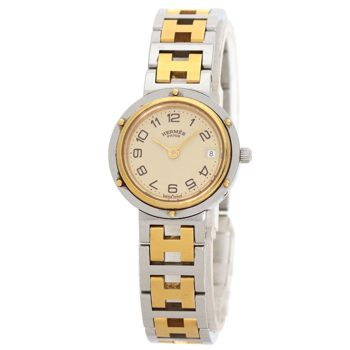 HERMES Watches Quartz Stainless Steel , SSxGP gold Clipper Ivory dial Women  d