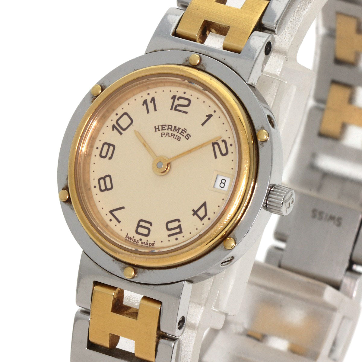 HERMES Watches Quartz Stainless Steel , SSxGP gold Clipper Ivory dial Women  d