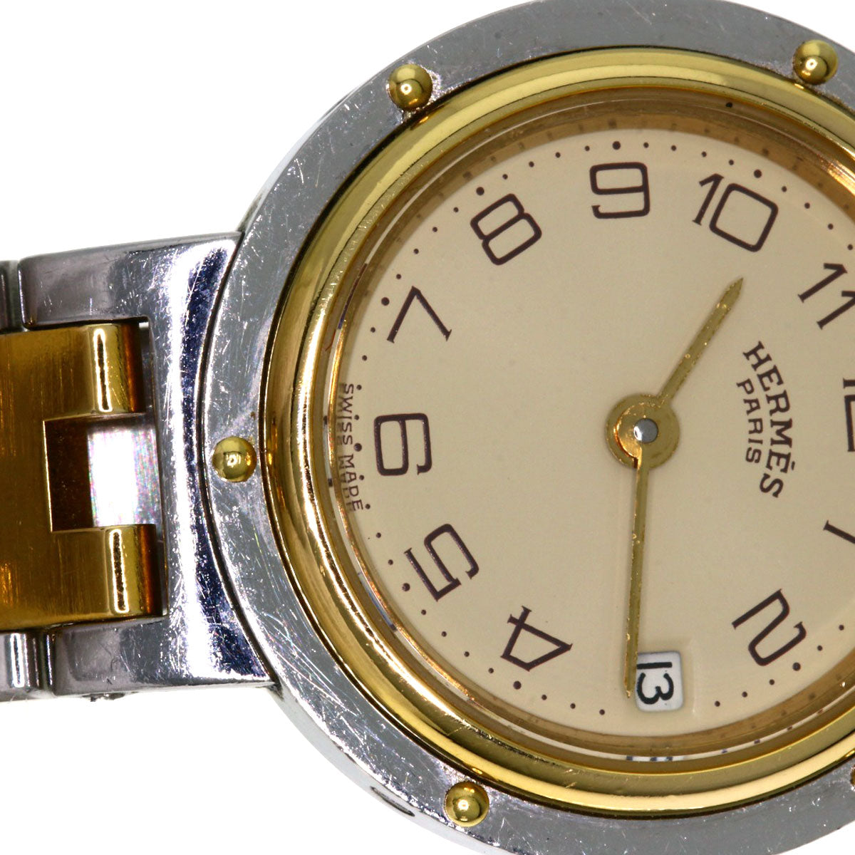 HERMES Watches Quartz Stainless Steel , SSxGP gold Clipper Ivory dial Women  d
