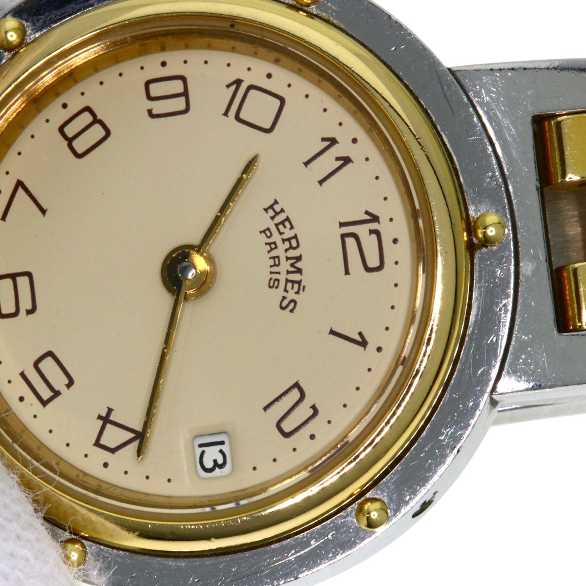 HERMES Watches Quartz Stainless Steel , SSxGP gold Clipper Ivory dial Women  d