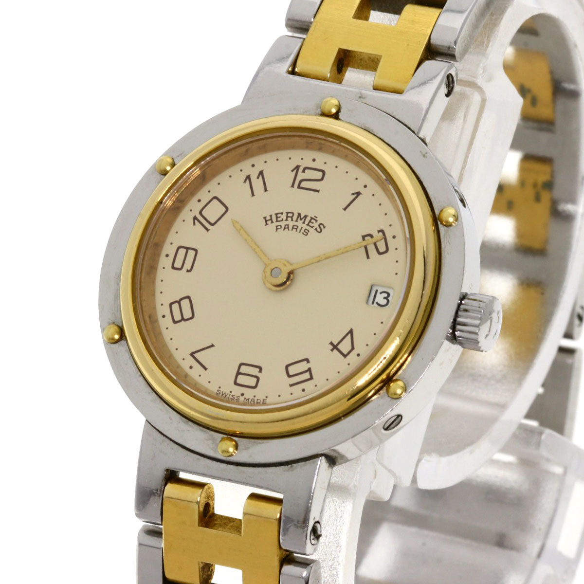 HERMES Watches Quartz Stainless Steel , SSxGP gold Clipper Ivory dial Women  d