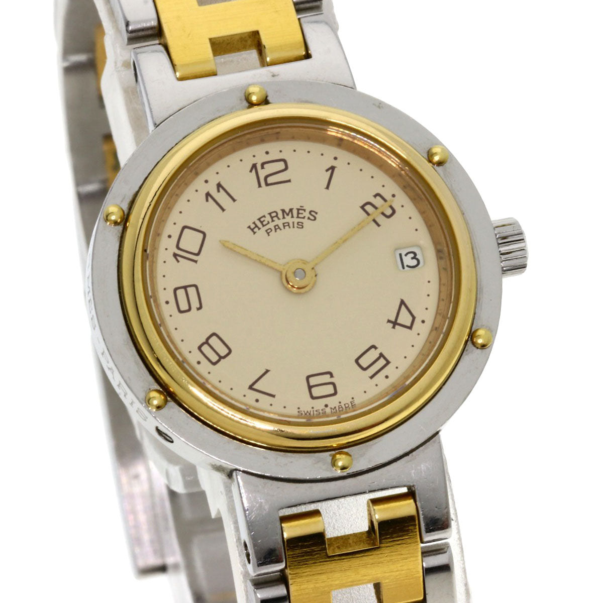 HERMES Watches Quartz Stainless Steel , SSxGP gold Clipper Ivory dial Women  d