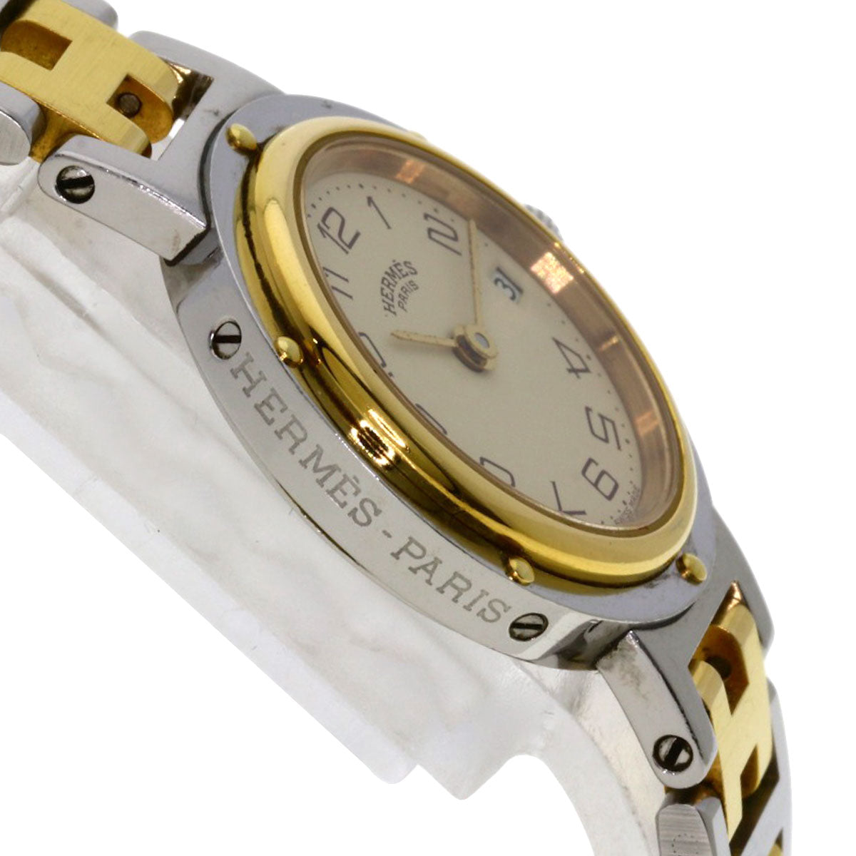 HERMES Watches Quartz Stainless Steel , SSxGP gold Clipper Ivory dial Women  d