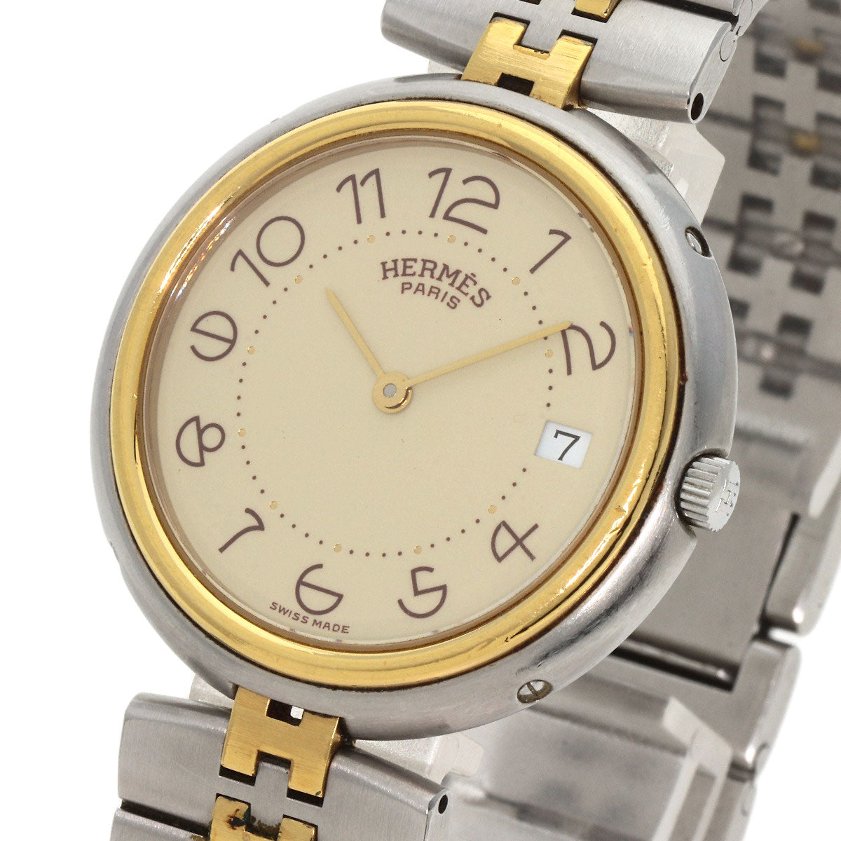 HERMES Watches Quartz Stainless Steel , SSxGP gold profile cream dial mens  d
