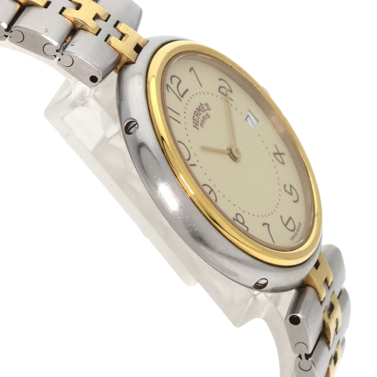 HERMES Watches Quartz Stainless Steel , SSxGP gold profile cream dial mens  d