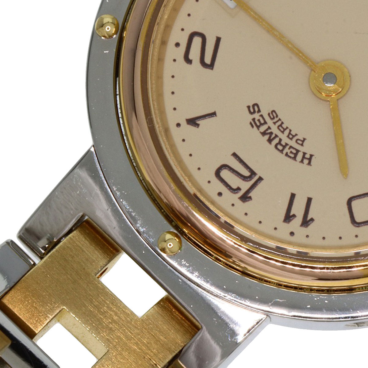 HERMES Watches Quartz Stainless Steel Silver Clipper old type Ivory dial