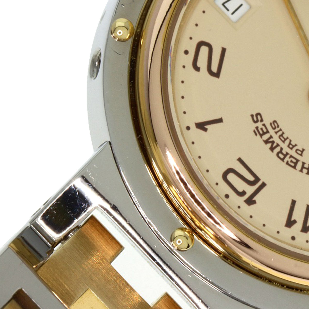 HERMES Watches Quartz Stainless Steel Silver Clipper old type Ivory dial