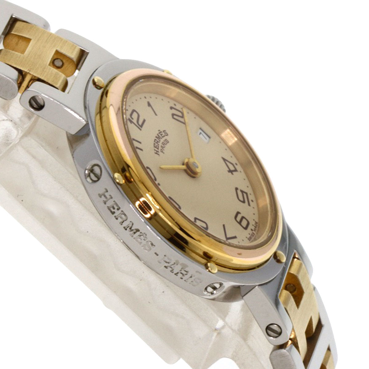 HERMES Watches Quartz Stainless Steel Silver Clipper old type Ivory dial