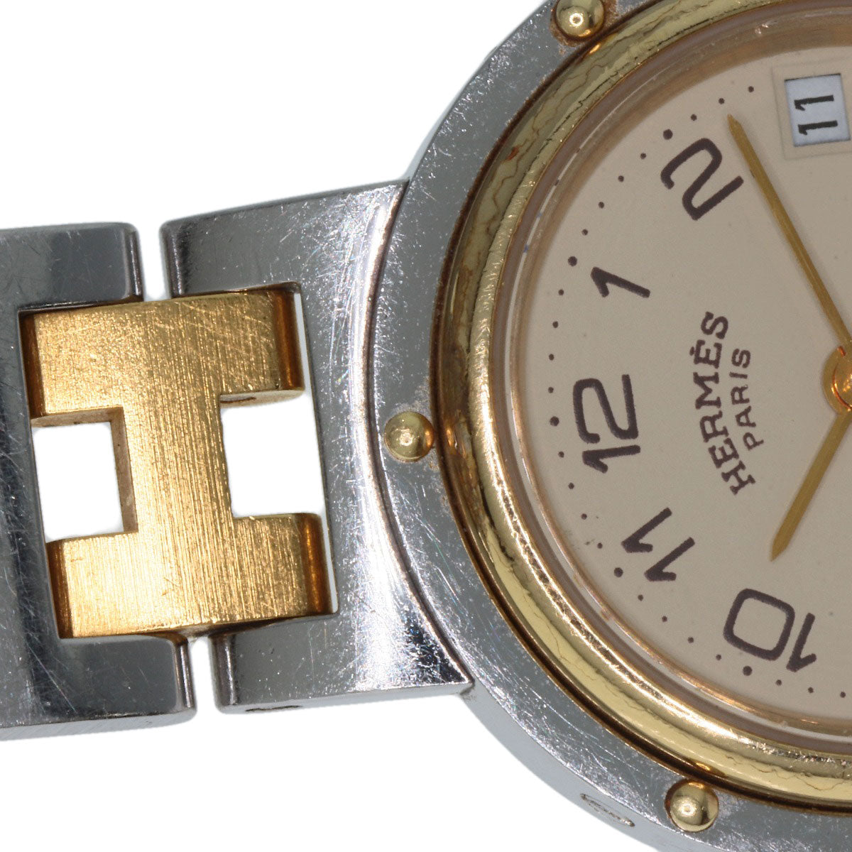 HERMES Watches Quartz Stainless Steel , SSxGP gold Clipper Old Belt cream dial Women  d