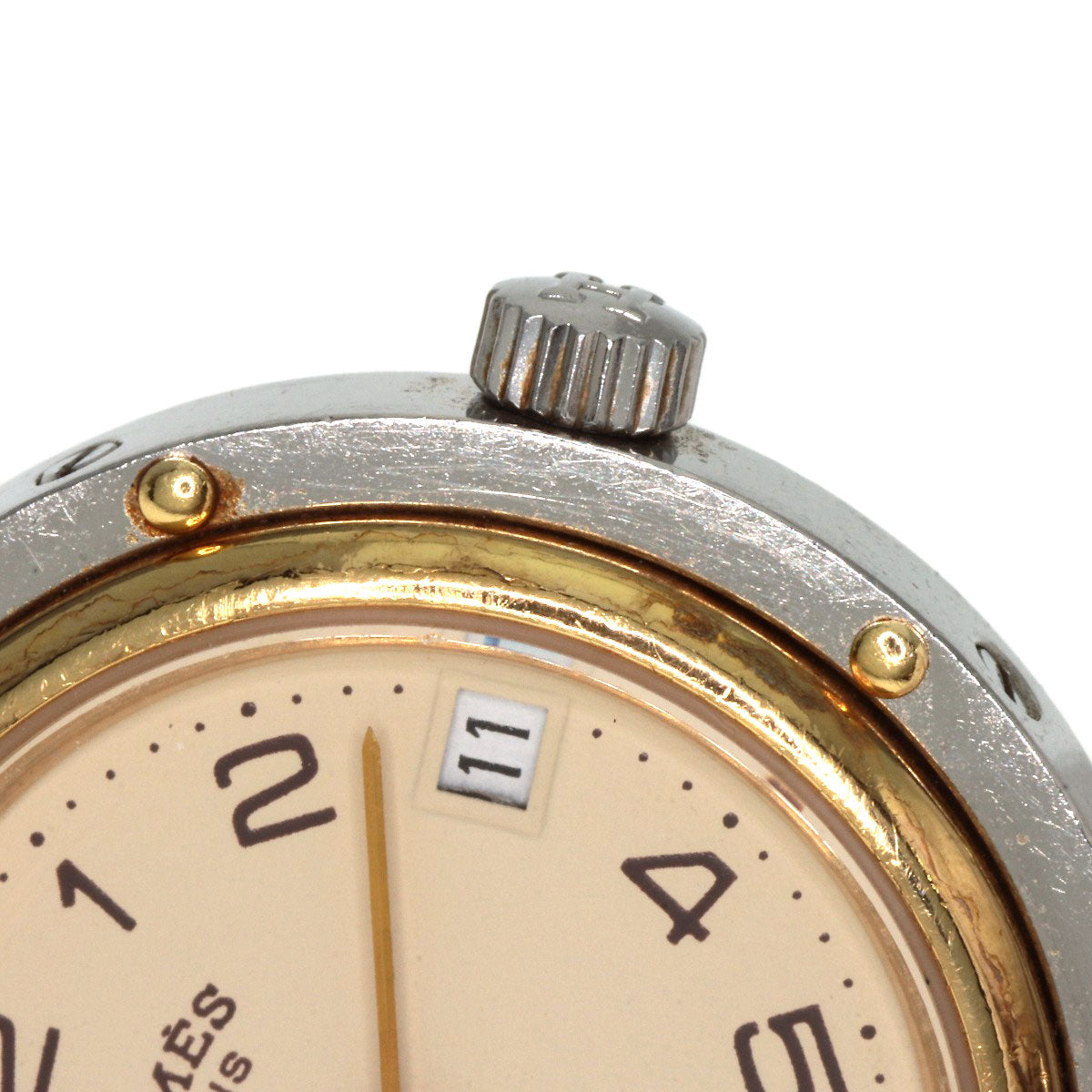 HERMES Watches Quartz Stainless Steel , SSxGP gold Clipper Old Belt cream dial Women  d