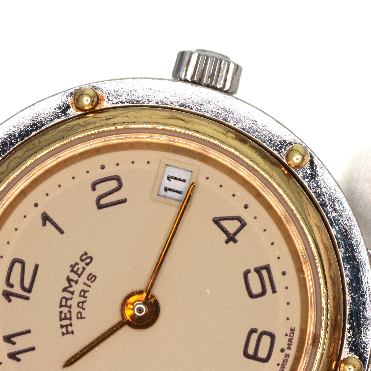 HERMES Watches Quartz Stainless Steel , SSxGP gold Clipper Old Belt cream dial Women  d