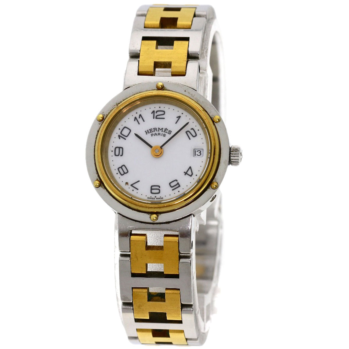 HERMES Watches Quartz Stainless Steel , SSxGP gold Clipper white dial Women  d