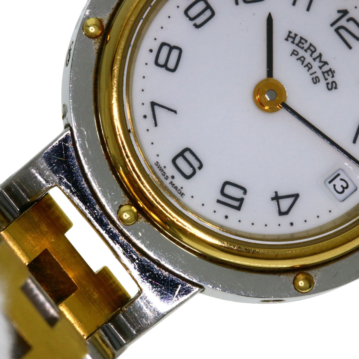 HERMES Watches Quartz Stainless Steel , SSxGP gold Clipper white dial Women  d