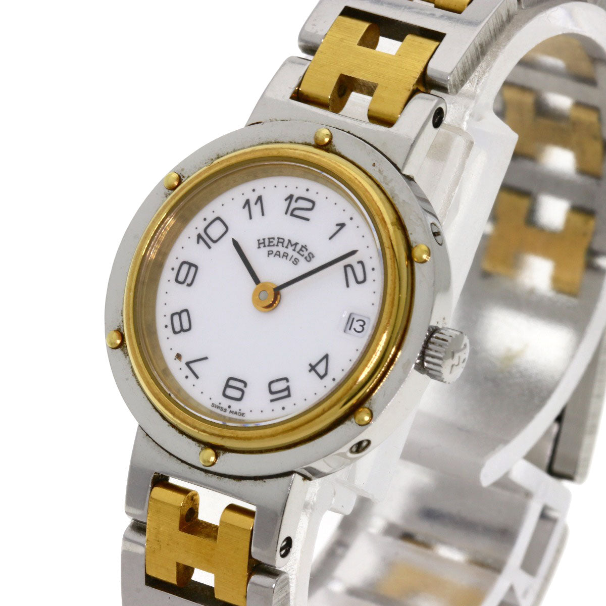 HERMES Watches Quartz Stainless Steel , SSxGP gold Clipper white dial Women  d