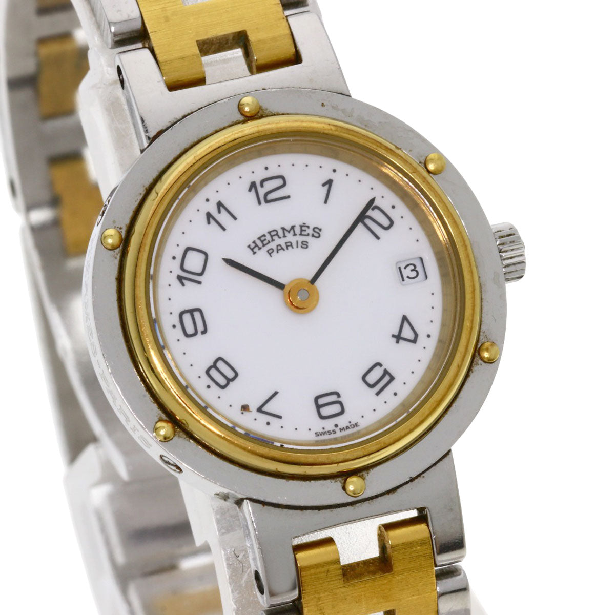 HERMES Watches Quartz Stainless Steel , SSxGP gold Clipper white dial Women  d