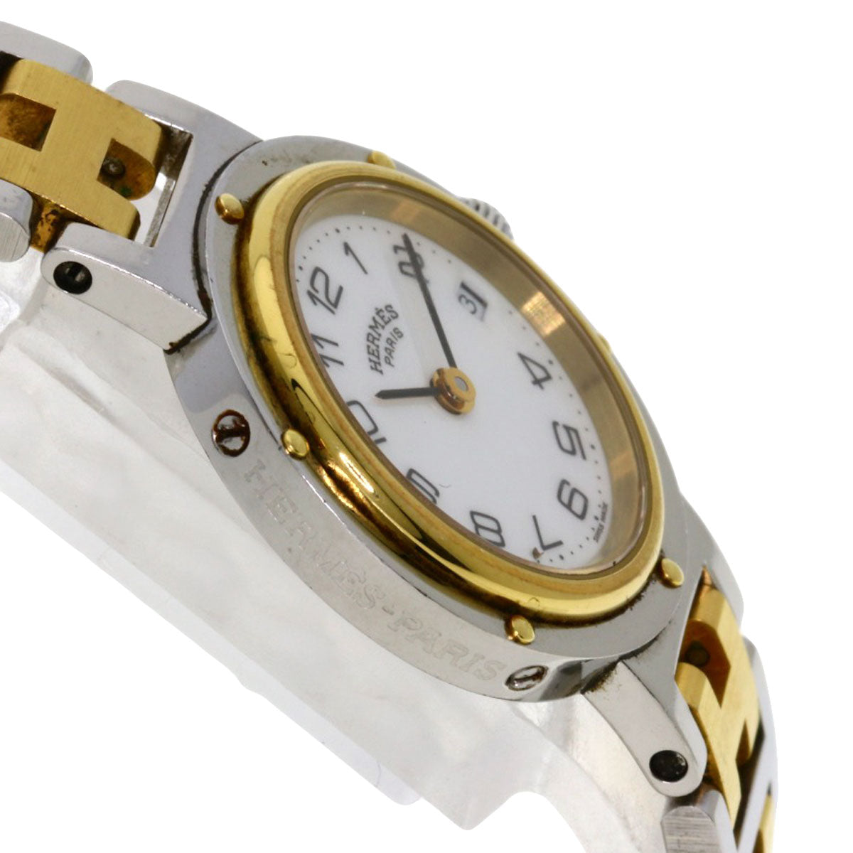 HERMES Watches Quartz Stainless Steel , SSxGP gold Clipper white dial Women  d