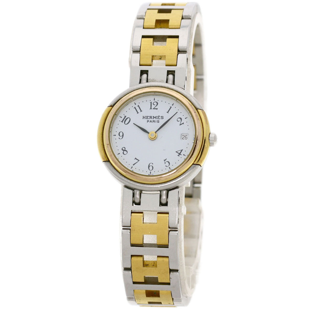 HERMES Watches Quartz Stainless Steel, Combination Silver Windsor white dial Women  d