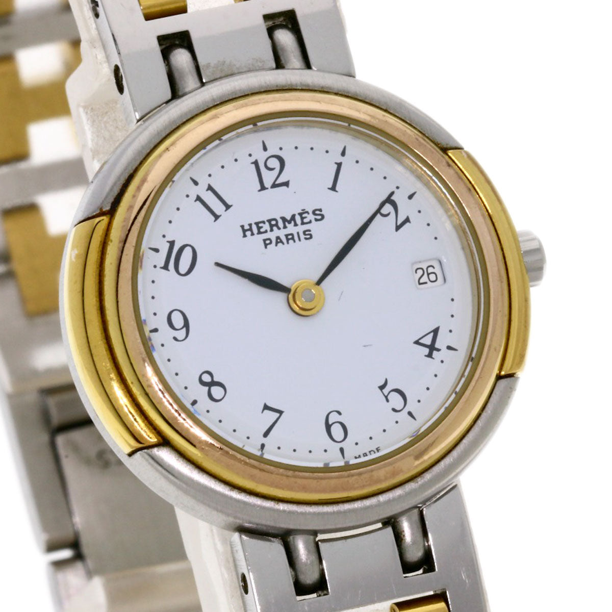 HERMES Watches Quartz Stainless Steel, Combination Silver Windsor white dial Women  d