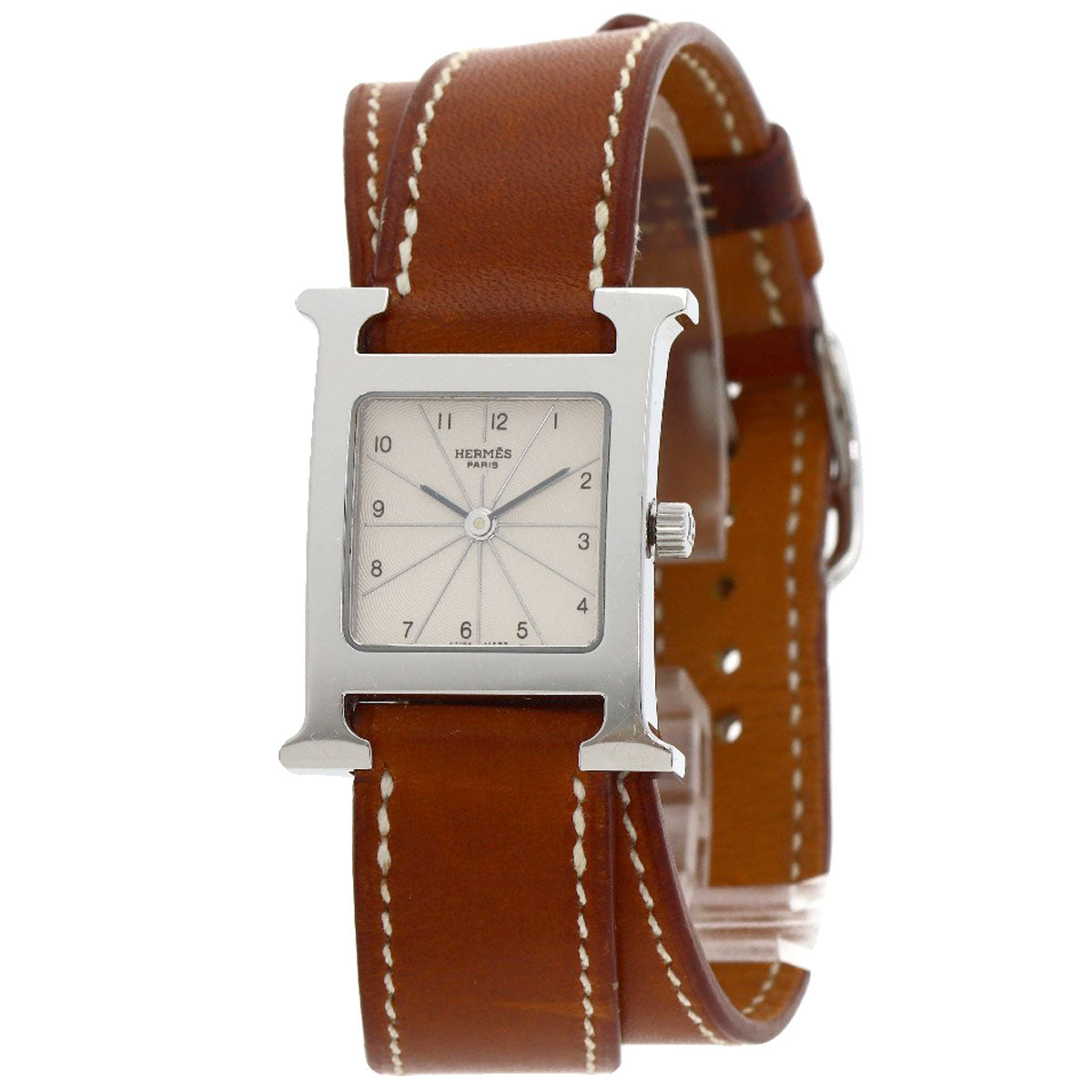 HERMES Watches Quartz HH1.210 Stainless Steel, Leather Silver H watch Deburuturu Silver dial Women  d
