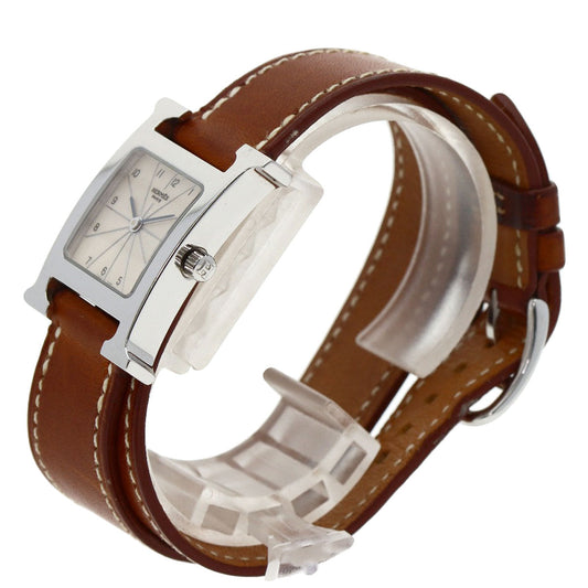 HERMES Watches Quartz HH1.210 Stainless Steel, Leather Silver H watch Deburuturu Silver dial Women  d