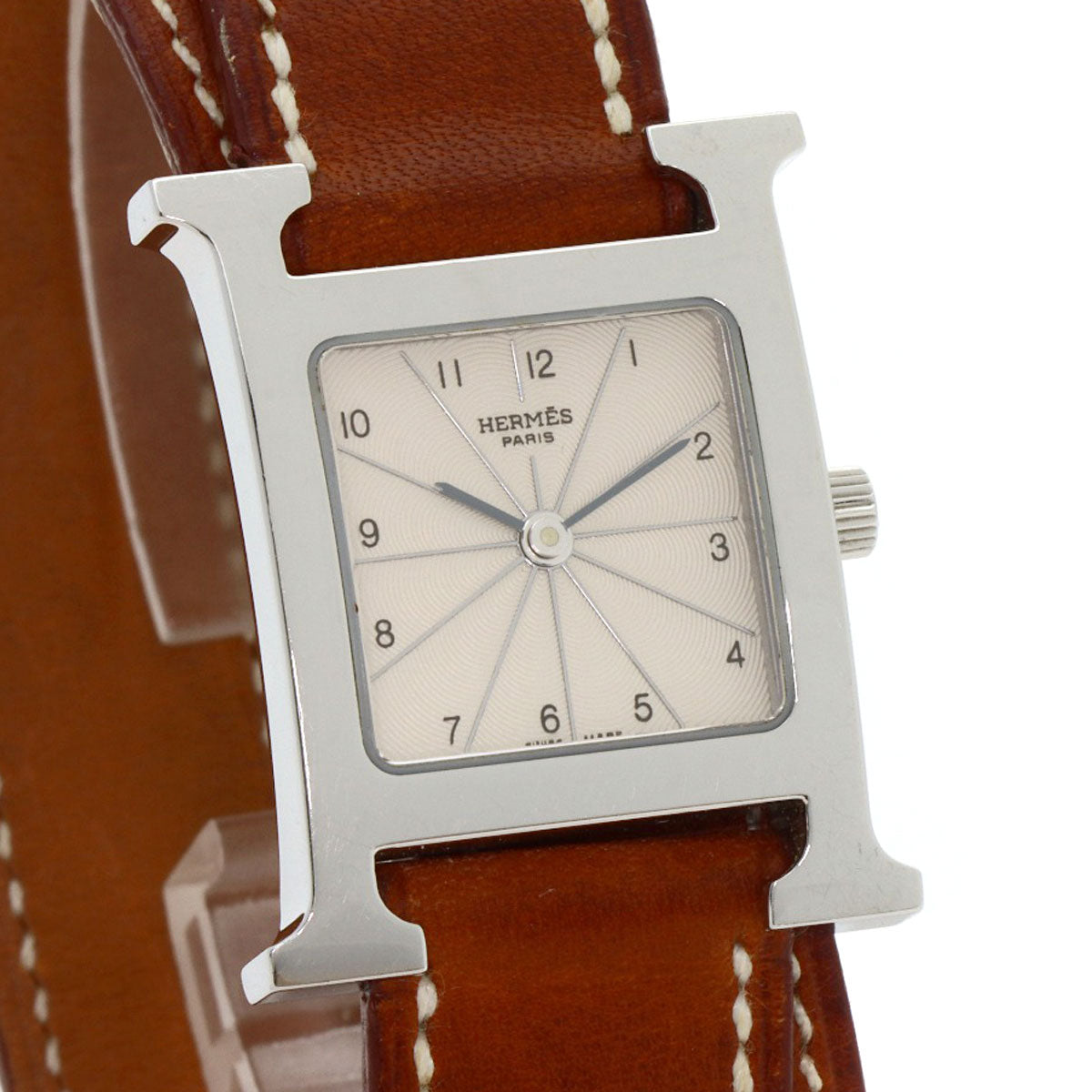 HERMES Watches Quartz HH1.210 Stainless Steel, Leather Silver H watch Deburuturu Silver dial Women  d