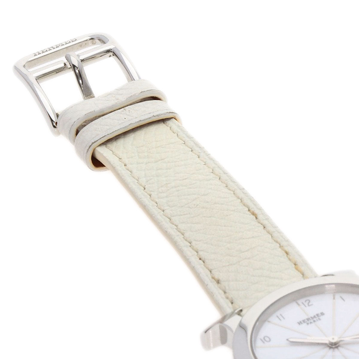 HERMES Watches Quartz HR1.510 Stainless Steel, Leather Silver H watch Rondo white dial Women  d