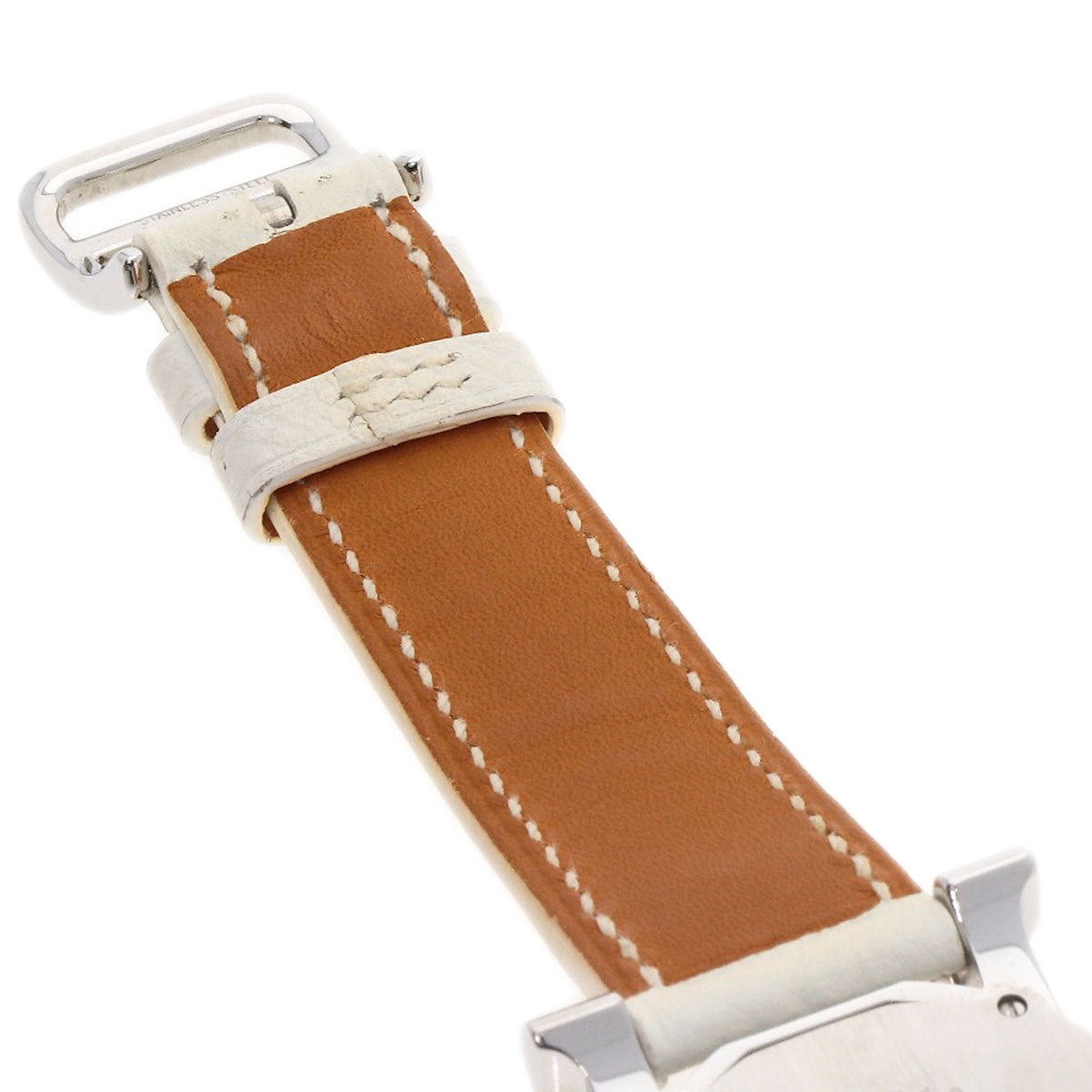 HERMES Watches Quartz HR1.510 Stainless Steel, Leather Silver H watch Rondo white dial Women  d