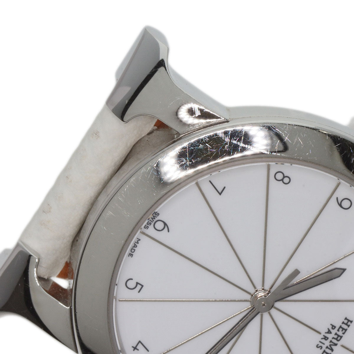 HERMES Watches Quartz HR1.510 Stainless Steel, Leather Silver H watch Rondo white dial Women  d