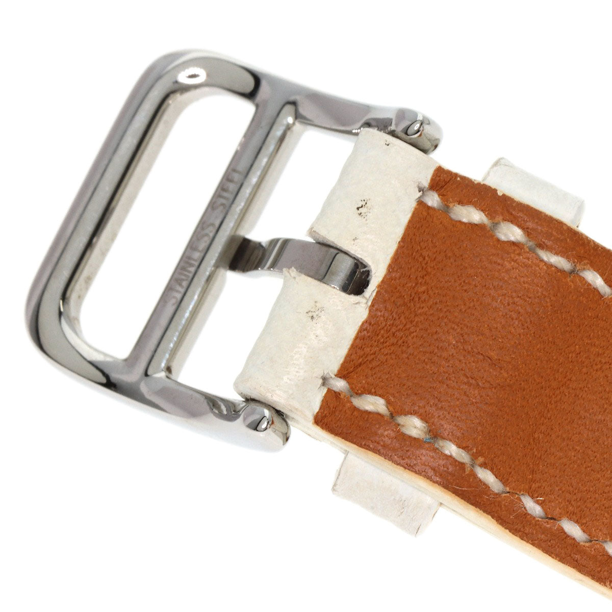 HERMES Watches Quartz HR1.510 Stainless Steel, Leather Silver H watch Rondo white dial Women  d