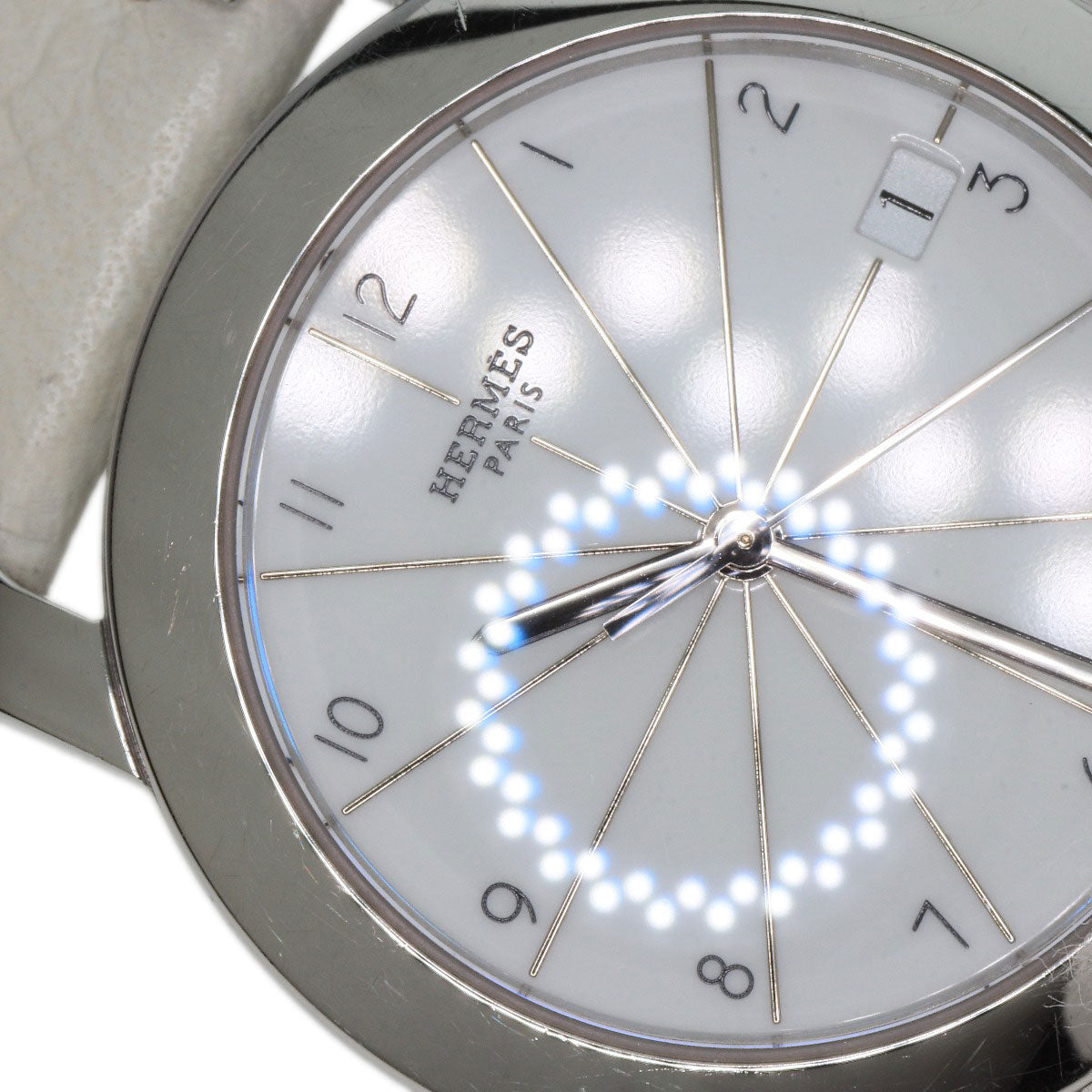 HERMES Watches Quartz HR1.510 Stainless Steel, Leather Silver H watch Rondo white dial Women  d