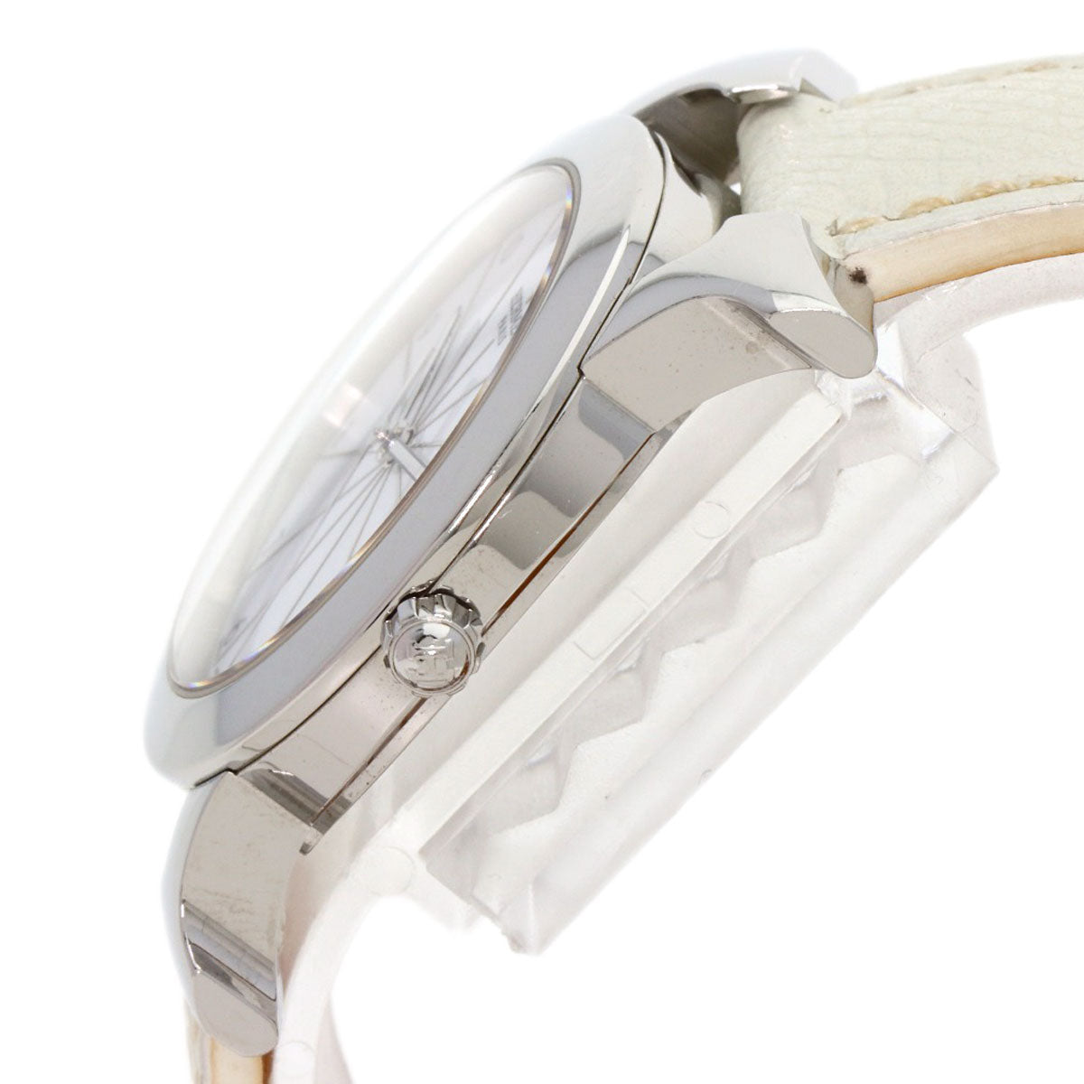 HERMES Watches Quartz HR1.510 Stainless Steel, Leather Silver H watch Rondo white dial Women  d