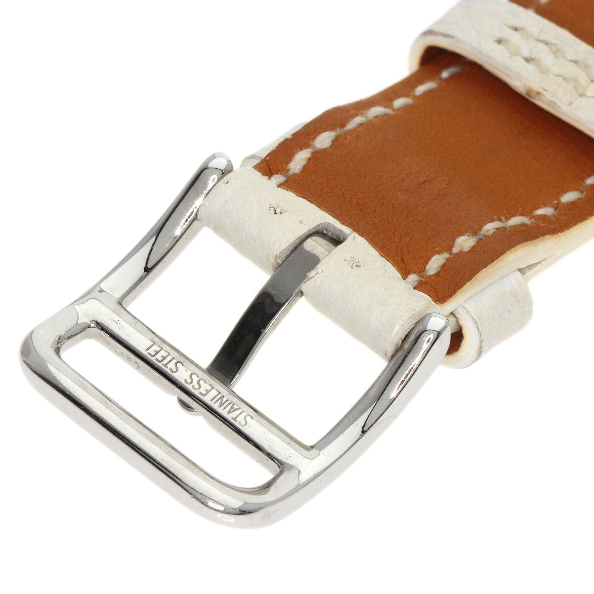 HERMES Watches Quartz HR1.510 Stainless Steel, Leather Silver H watch Rondo white dial Women  d