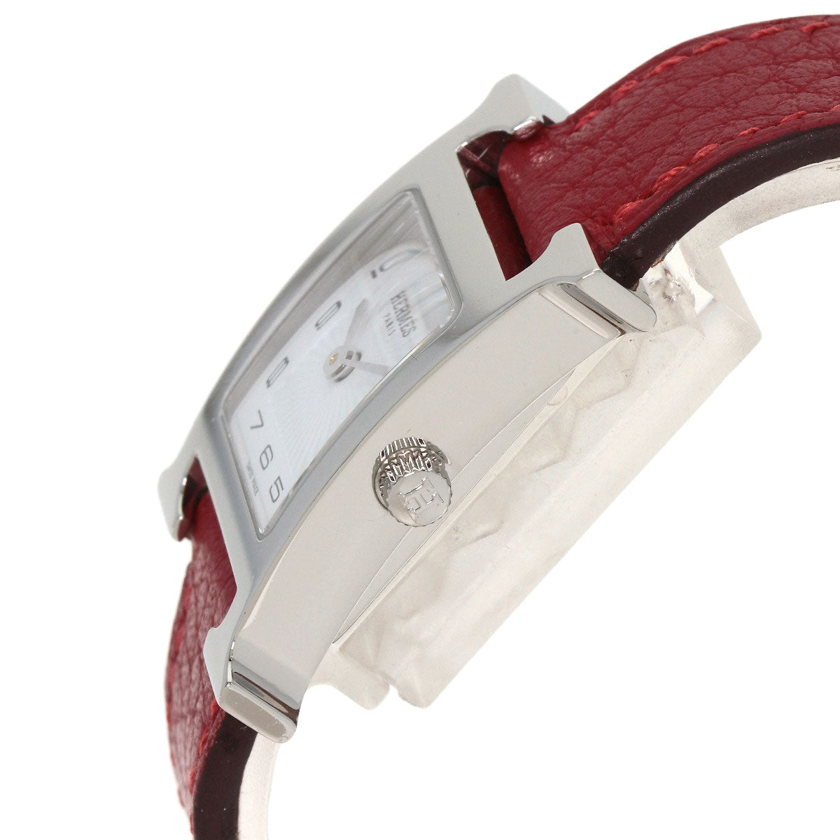 HERMES Watches Quartz HH11.210 Stainless Steel, Leather Silver H watch white dial Women  d