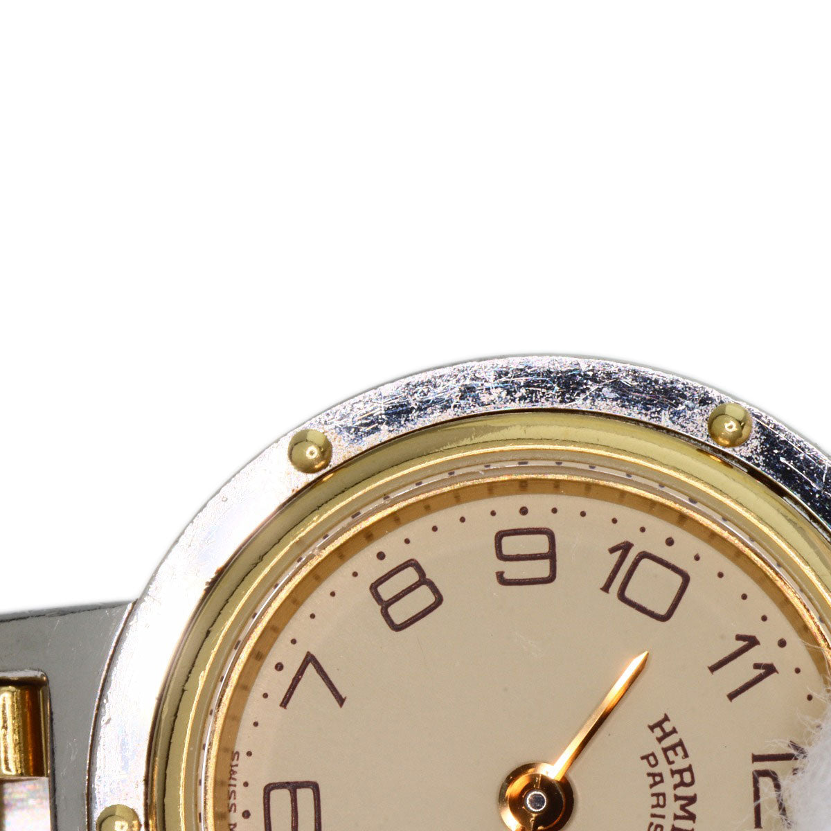 HERMES Watches Quartz Stainless Steel , SSxGP gold Clipper Old Belt Ivory dial Women  d